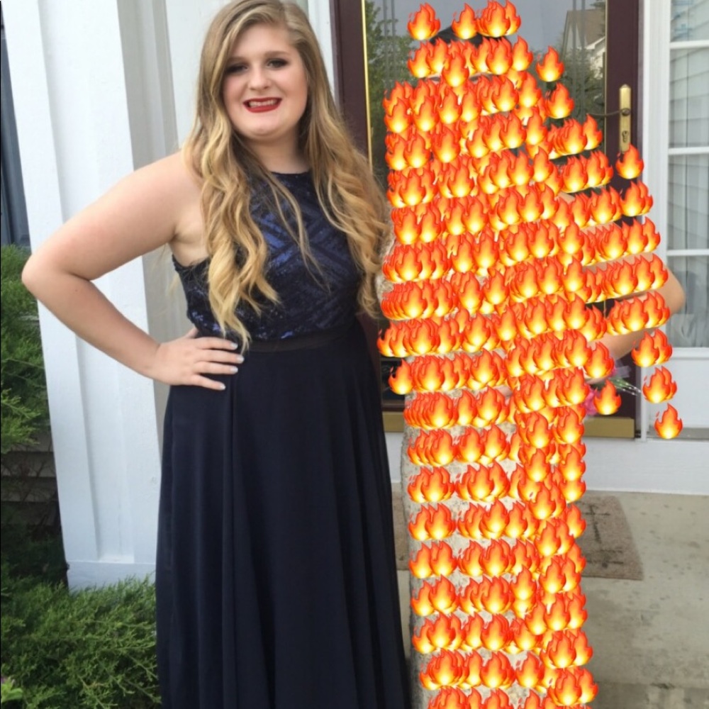 Deep Navy Sequined PROM DRESS Great Condition